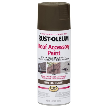 Rust-Oleum Rust Preventative Spray Paint, Rustic Slate, Flat, Solvent, 12 Oz 285222
